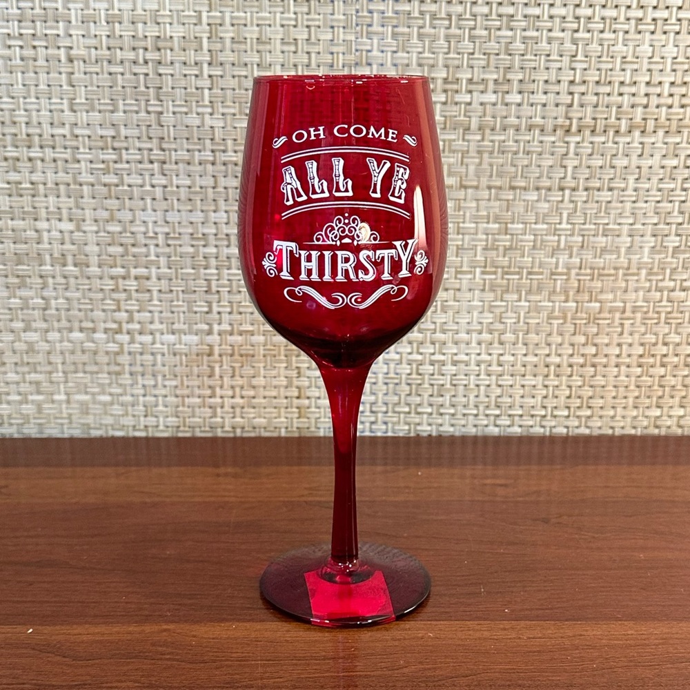 🎄🌟HP🌟Red Oversized Funny Christmas Wine Glass by Grassland Roads